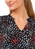 Women's Blouson Sleeve Floral Blouse