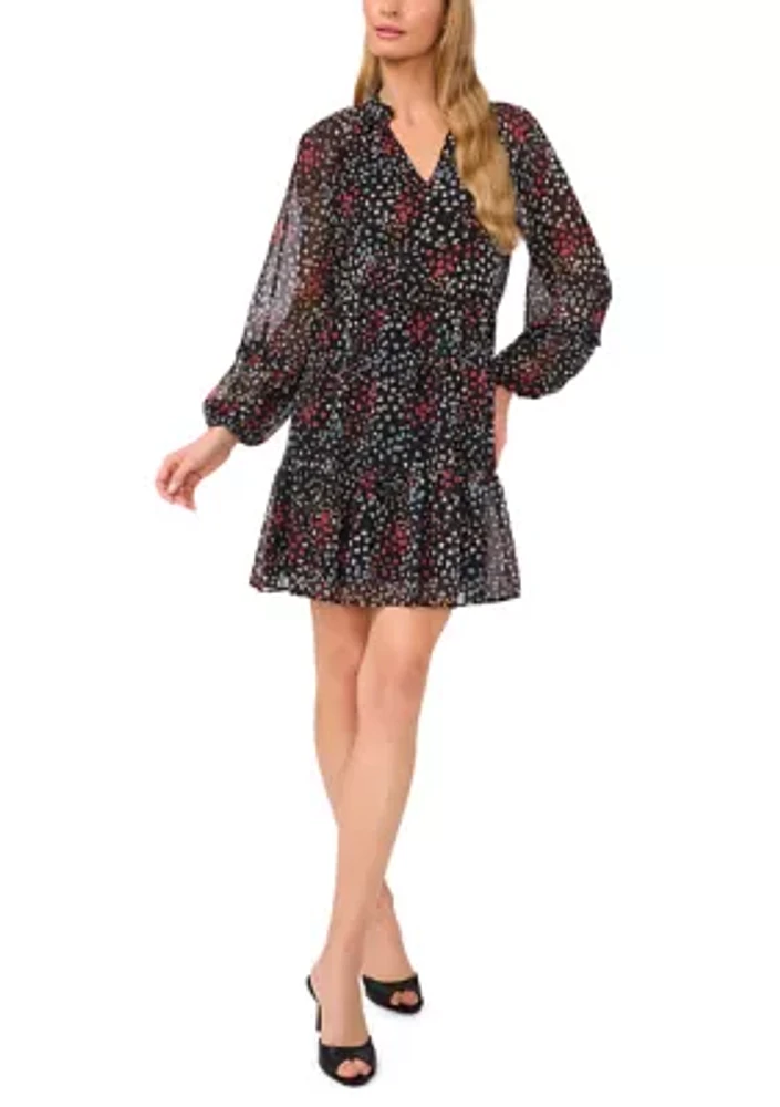 Women's Blouson Sleeve Printed Dress