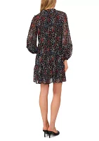 Women's Blouson Sleeve Printed Dress