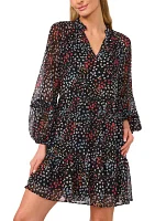 Women's Blouson Sleeve Printed Dress