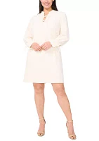 Plus Long Sleeve Tie Front Dress