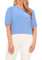 Plus Clip Dot Puff Sleeve Blouse