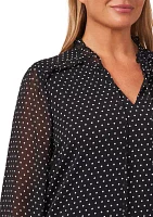 Plus Long Sleeve Duet Mini Dot Dress