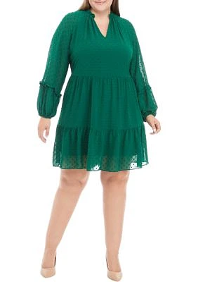 Plus Clip Dot Babydoll Dress