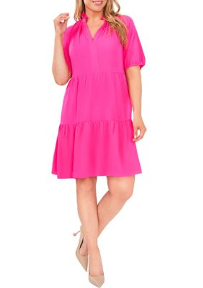 Plus Tiered Ruffle Neck Dress