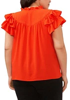 Plus Flutter Sleeve Blouse