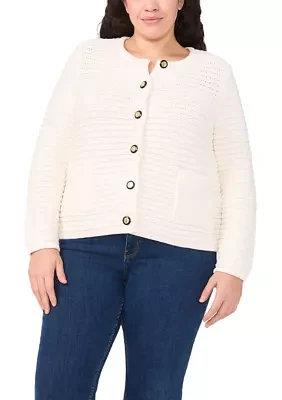 Plus Solid Cardigan Jacket