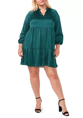 Plus Long Sleeve Babydoll Dress