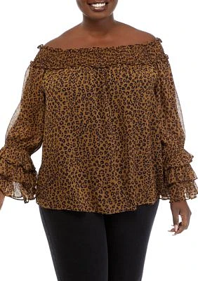 Plus Long Sleeve Off the Shoulder Blouse