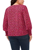 Plus V-Day Woven Top