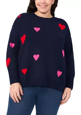 Plus All-Over Hearts Sweater