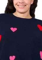 Plus All-Over Hearts Sweater