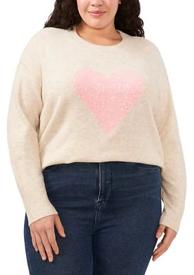 Plus Long Sleeve V Day Heart Sweater