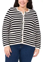 Plus Striped Cardigan Jacket