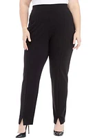 Plus Straight Leg Ponte Pants with Slit