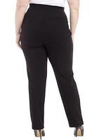 Plus Straight Leg Ponte Pants with Slit