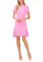 Petite Short Sleeve Ruffle Dress