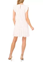 Petite Ruffle Shoulder Lace Mini Dress