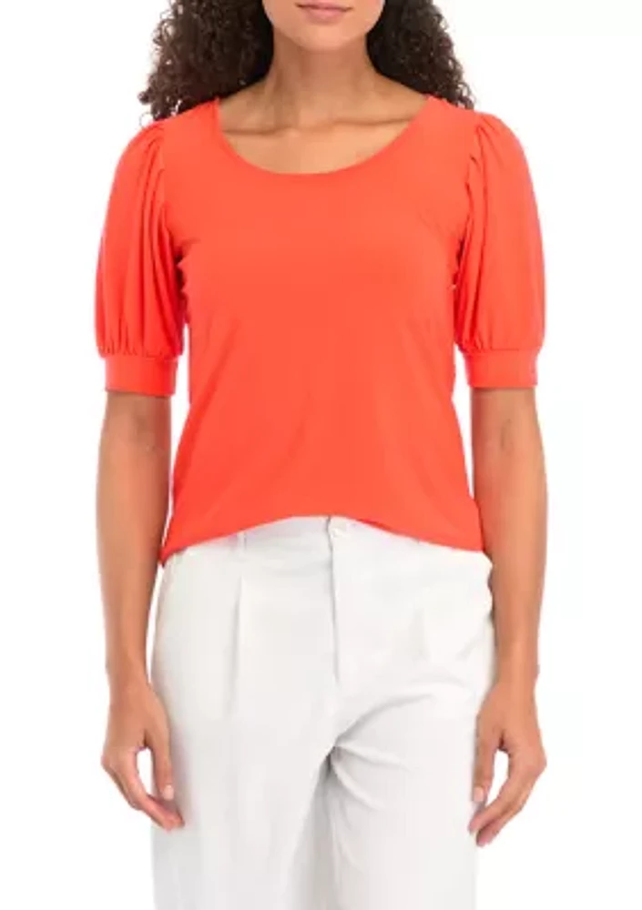 Petite Short Sleeve Scoop Neck Top