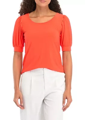 Petite Short Sleeve Scoop Neck Top