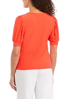 Petite Short Sleeve Scoop Neck Top