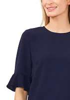 Petite Ruffle Crew Neck Blouse