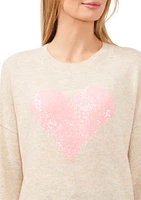 Petite Long Sleeve Valentine's Day Heart Sweater