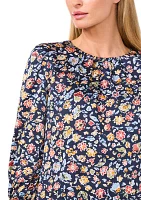 Petite Long Shirred Neck Blouse