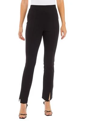 Petite Straight Leg Ponte Pants with Slit