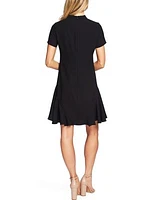 Petite Short Sleeve A-Line Dress with Bow