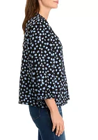 Women's 3/4 Sleeve Floral Button Front Blouse