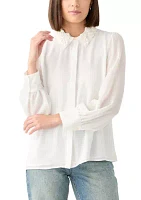 Women's Embroidered Collar Long Sleeve Blouse