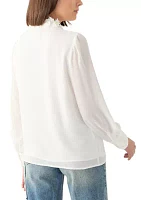 Women's Embroidered Collar Long Sleeve Blouse