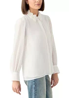 Women's Embroidered Collar Long Sleeve Blouse