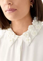 Women's Embroidered Collar Long Sleeve Blouse