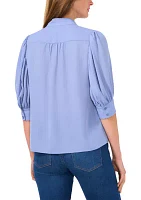 Women's Puff Sleeve Pleated Top