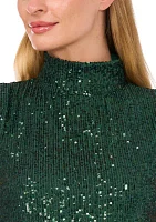 Women's Sleeveless Mock Neck Sequin Top