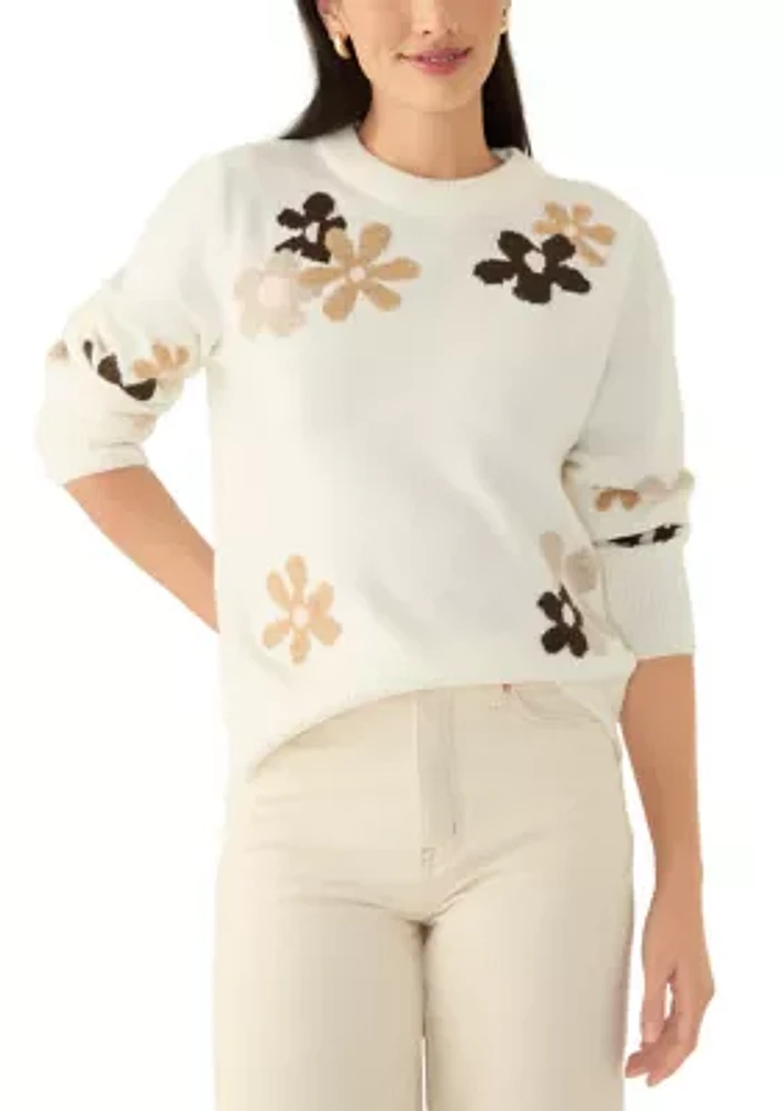 Women's Floral Crew Neck Sweater