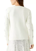 Women's Embroidered Button Front Cardigan