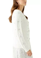 Women's Embroidered Button Front Cardigan