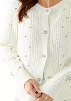 Women's Embroidered Button Front Cardigan