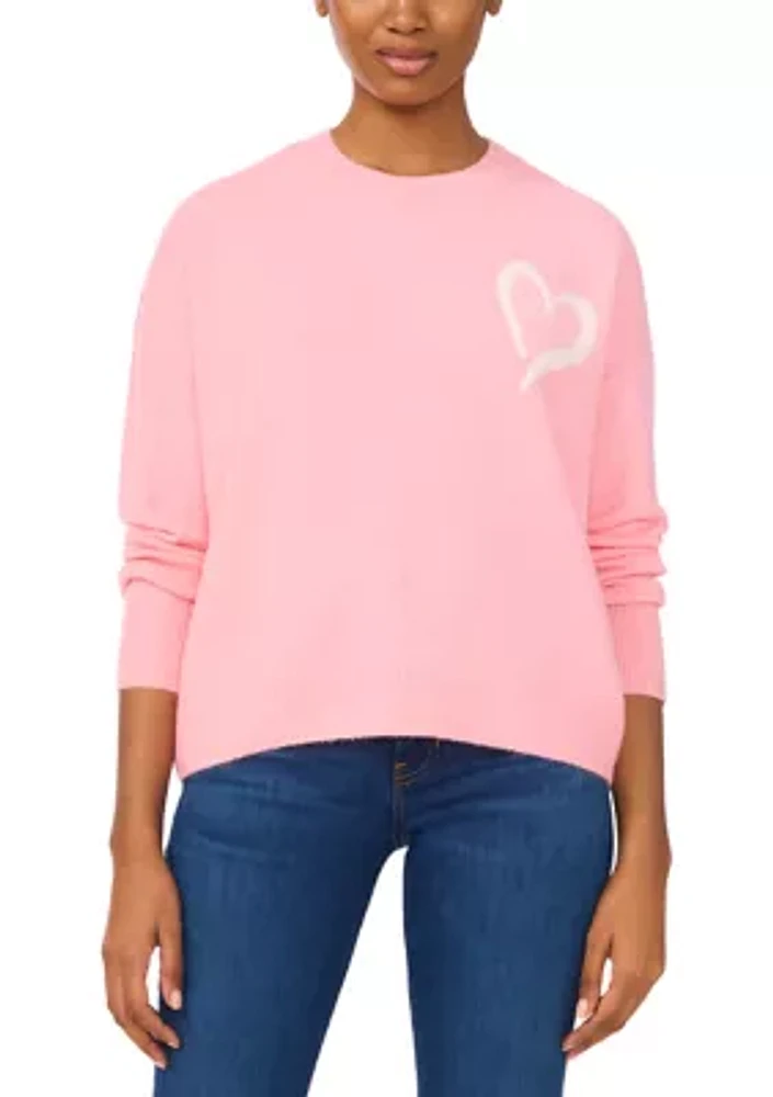 Women's Long Sleeve Sequin Heart Sweater