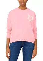 Women's Long Sleeve Sequin Heart Sweater