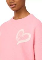 Women's Long Sleeve Sequin Heart Sweater