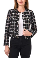 Women's Long Sleeve Tweed Open Jacket