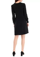 Women's Long Sleeve Embellished Sweater Dress