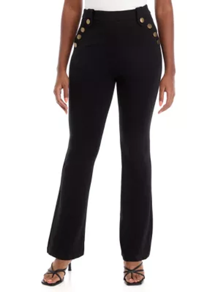 Women's Flare Button Detail Ponte Pants