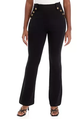 Women's Flare Button Detail Ponte Pants