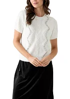 Women's Embellished Cable Knit Top