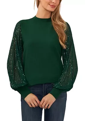 Women's Sequin Sleeve Sweater